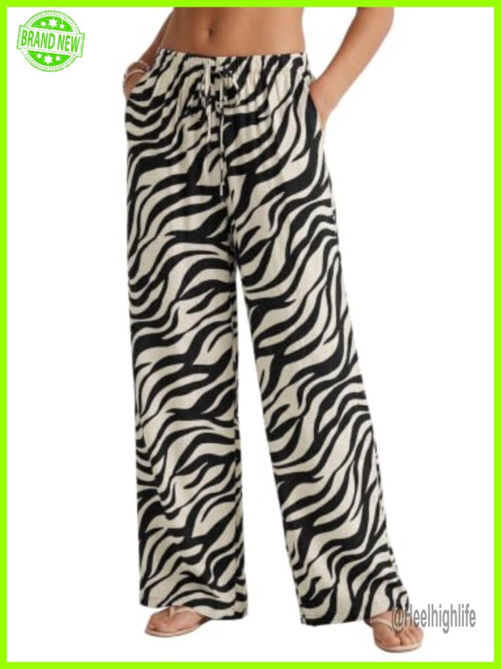 Wide Leg Palazzo Pants High Waisted Printed Flowy Knit Summer Pants
